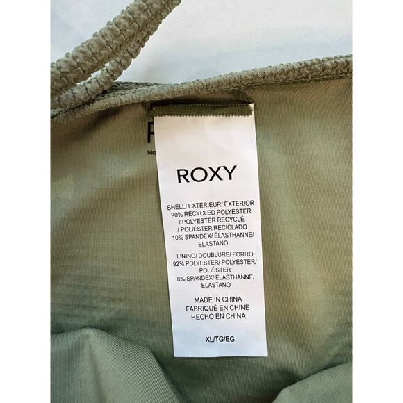 Roxy Women's Essaouira Side Tie High Leg Cheeky Bikini Bottom Oil Green Large XL - Picture 6 of 13